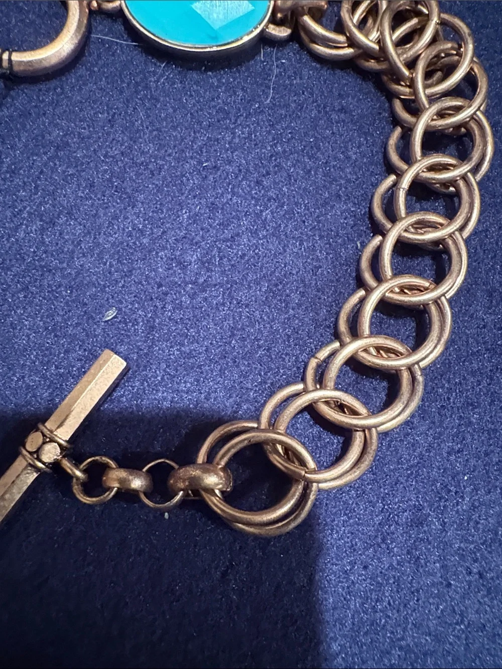 Ellen Tracy Copper Chain Bracelet with Turquoise Stone -